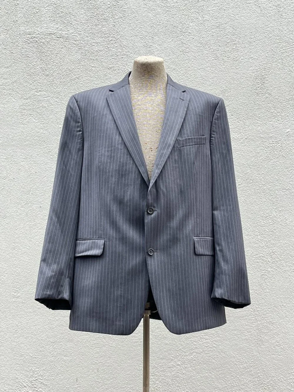 Men's Lauren Ralph Lauren Charcoal Grey Pinstriped Wool Blazer Jacket Size 48L
